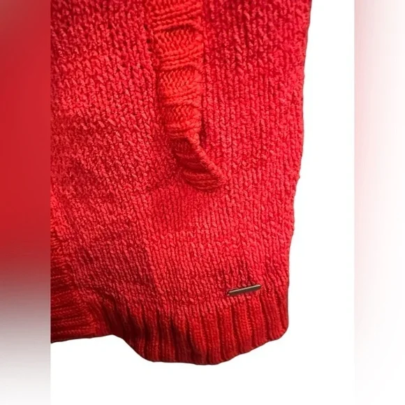 Eddie Bauer Lounge Womens Cardigan Sweater S Red Long Chunky oversized Holiday - Picture 3 of 8